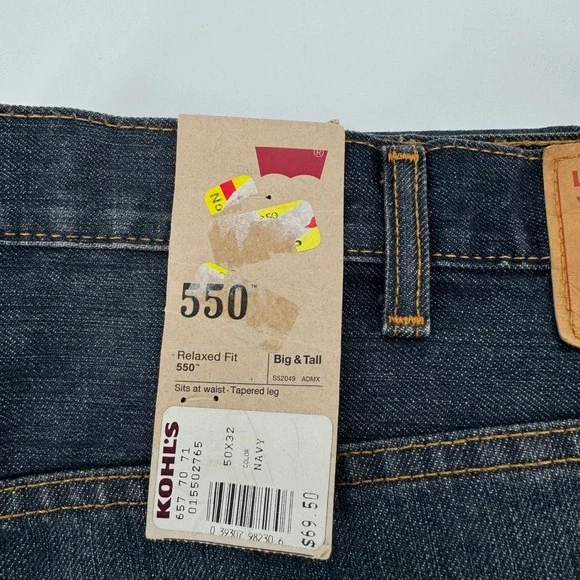 NEW Levis 550 Relaxed Fit Jeans Mens 50x32 Blue Dark Wash Denim 01550-2765 NWT - Picture 2 of 13